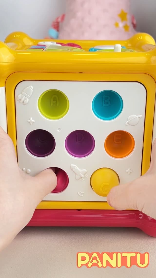 PANITU Baby Activity Cube, Cube Toys for Babies 6-12 Months, Toddler Music Busy Board with 4 Sensory Shape Blocks, 6-in-1 Educational Early Development Toy, Christmas, Birthday Gift for 1 Year Old