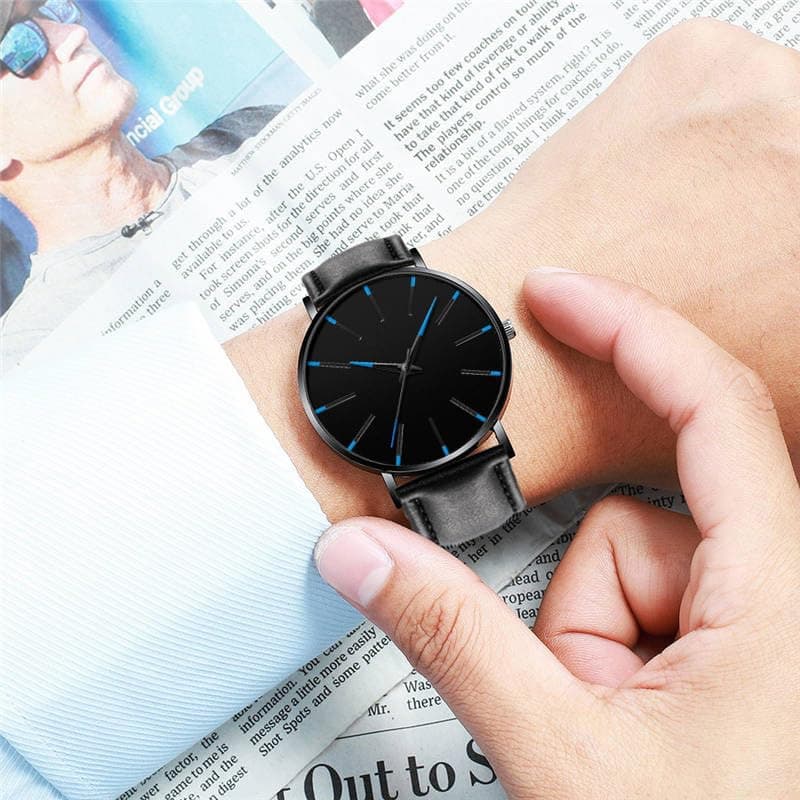 ALINKER Mens Watches, Chronograph Analog Quartz Movement Dress Watch Casual Leather Band Date Watches for Men Roman Numerals Classic Business Wrist Watch