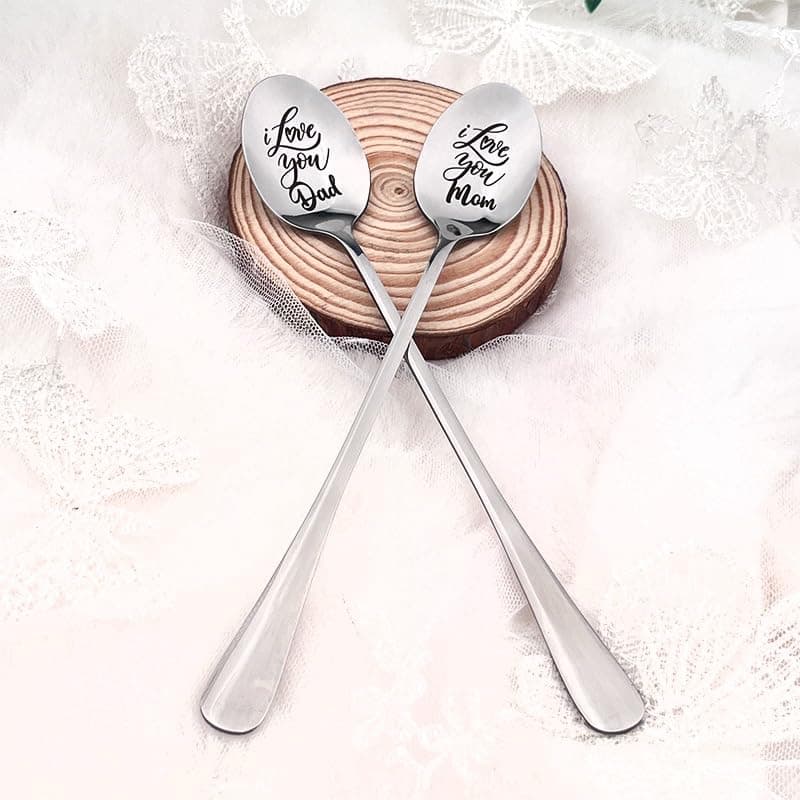 Parent Anniversary Birthday Gifts for Parents I Love Mom And Dad Coffee Spoons Gift for Mother Father Retirement Gifts for Women Men Mommy Daddy Christmas Gifts for Mom Dad from Daughter Son