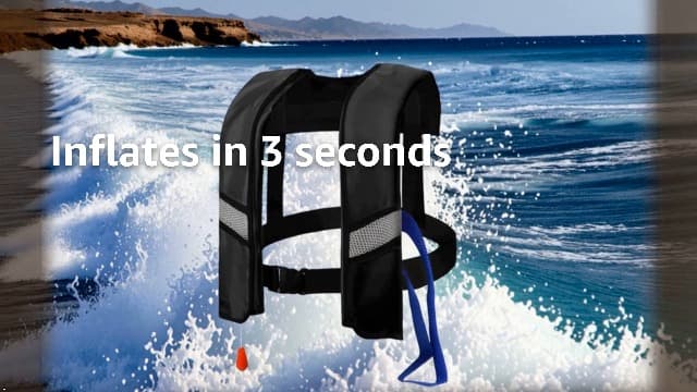 Automatic Inflatable Life Jacket for Adults – Adjustable Buoyancy Vest with Manual Override,Reflective Strips & Safety Whistle for Boating, Kayaking, Surfing & Swimming.