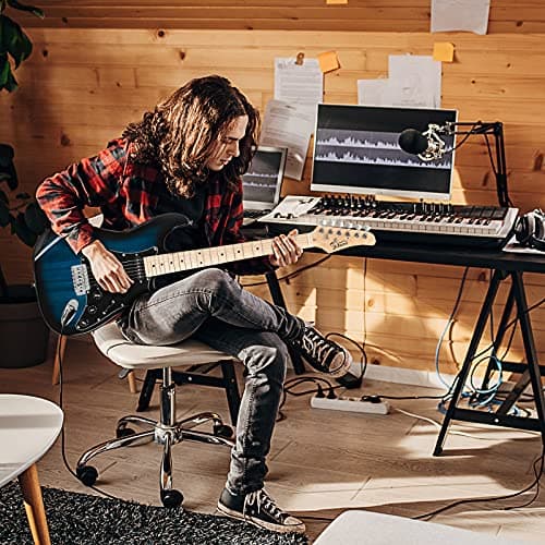 GLARRY Full Size Electric Guitar for Music Lover Beginner with 20W Amp and Accessories Pack Guitar Bag (DARK BLUE, 39" Right Handed)