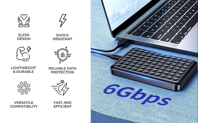 ModusTech 500GB Portable External Hard Drive USB 3.0/Type-C – Slim High-Speed HDD for Backup, Storage, Gaming – Compatible with PC, Mac, Laptop, PS4, PS5, Xbox, Windows, MacBook, Smart TV (500 GB)