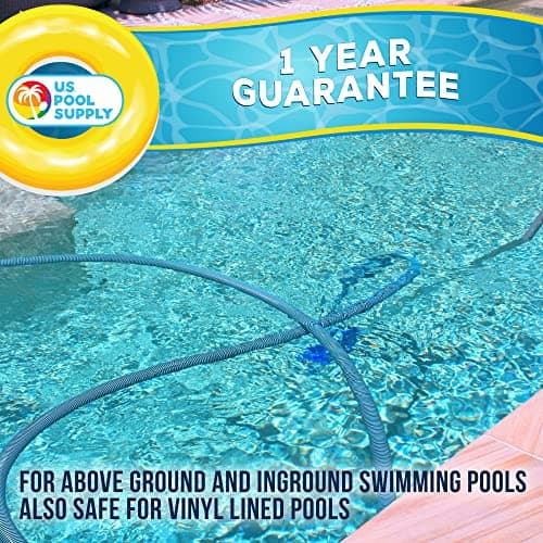 U.S. Pool Supply 12" Deluxe Weighted Butterfly Pool Vacuum Head, Swivel Hose Connection, Pole Handle, Protection Bumper - Clean Debris Above Ground & In-Ground Swimming Pools, Spas – Vinyl Liner Safe