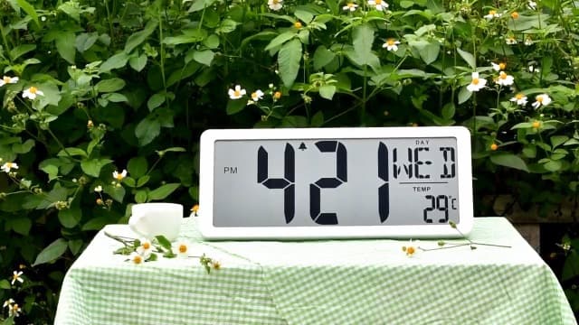 Large Digital (6" Numbers) Wall Clock Battery Operated, 18.4" Walll Clock Display with Day, Date & Temperature, Large Wall Clock for Bedroom, Livingroom, Office