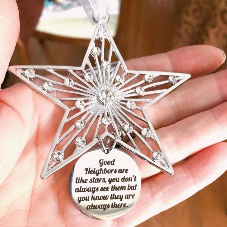 Good Neighbors are Like Stars,Good Neighbors are Like Stars Hanging Plaque,Metal Hanging Snowflake Decorations with Blessing Inscription,Love for Friend Family Neighbors (Good Neighbors)