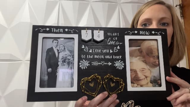 Then & Now Anniversary Picture Frame - 1-99 Years Anniversary Wedding Gift for Couple, Engagement Bridal Shower Gifts for Couples Wood Photo Frame Holds 2 4x6 Inches Photos