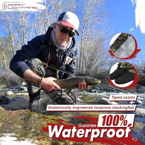 Dark Lightning Breathable Insulated Chest Waders, Perfect for 4 Seasons Fly Fishing Stocking Foot Waders for Men and Women