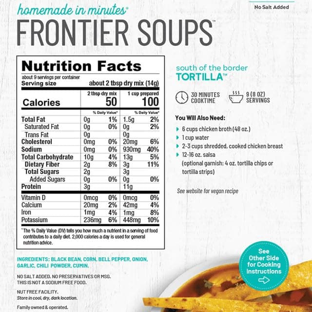 Frontier Soups Homemade in Minutes Variety Pack: (1) Arizona Enchilada, (1) Connecticut Cottage Chicken Noodle, (1) Mississippi Delta Tomato Basil, and (1) South of the Border Tortilla (4 Bags Total)