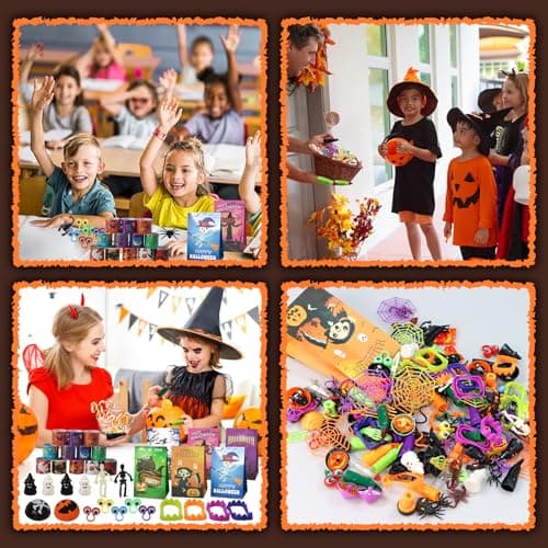306 PCS Halloween Party Favors Bulk, Halloween Goodie Bags Fillers for Trick or Treat, Stocking Stuffers, Halloween Treats Non Candy Carnival Treasure Box Classroom School Kids Adults Prizes Gifts