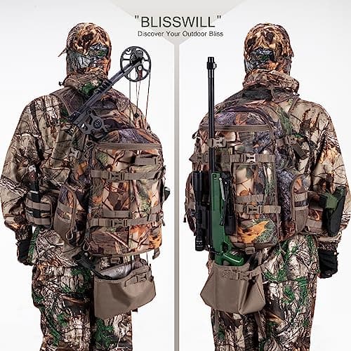 BLISSWILL Large Hunting Backpack with padded weapon for Bow Rifle Hunting Gear Accessories 40L(New leaf camouflage)