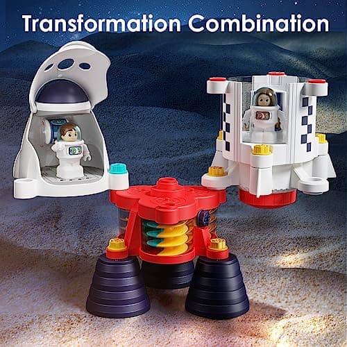 Spaceship Building Playset w/Electric Drill, 2 Astronauts, Educational Learning Science Kit Birthday Gift for Age 3 4 5 6 7 8 iPlay, iLearn Rocket Space Toy 3 4 5 Year Old Boys Kids Girls, Toddler STEM B0BYYV9185