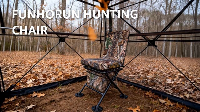 FUNHORUN Hunting Chair with Storage Bag, 360 Degree Silent Swivel Hunting Seat, Camouflage Foldable Ground Blind Chair, Tool-Free Padded Cushion Portable Seat, Lightweight