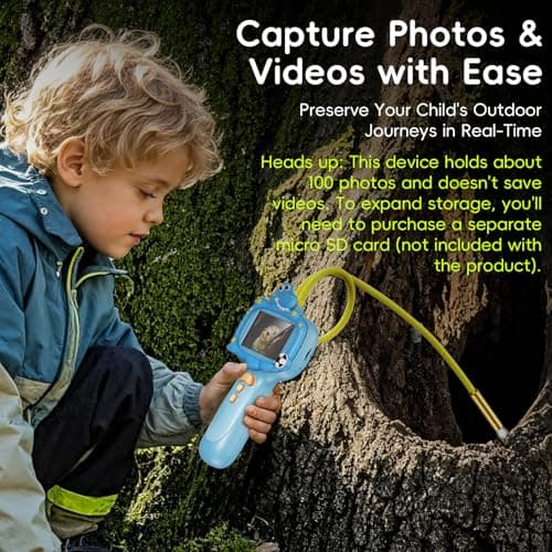Borescope Camera Toy with Light for Kids - STEM Science Educational Toy for 4 5 6 7 8 9 10 Years Old Boys Girls Birthday Gift, Snake Scope Camera for Outdoor Camping Nature Exploration