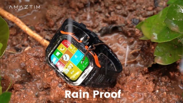 AMAZTIM Smart Watch, 60 Days Extra-Long Battery, 50M Waterproof, Rugged Military Bluetooth Call(Answer/Dial Calls), 1.85" Ultra Large HD Display, AI Voice Assistant, Compatible for Android and iOS