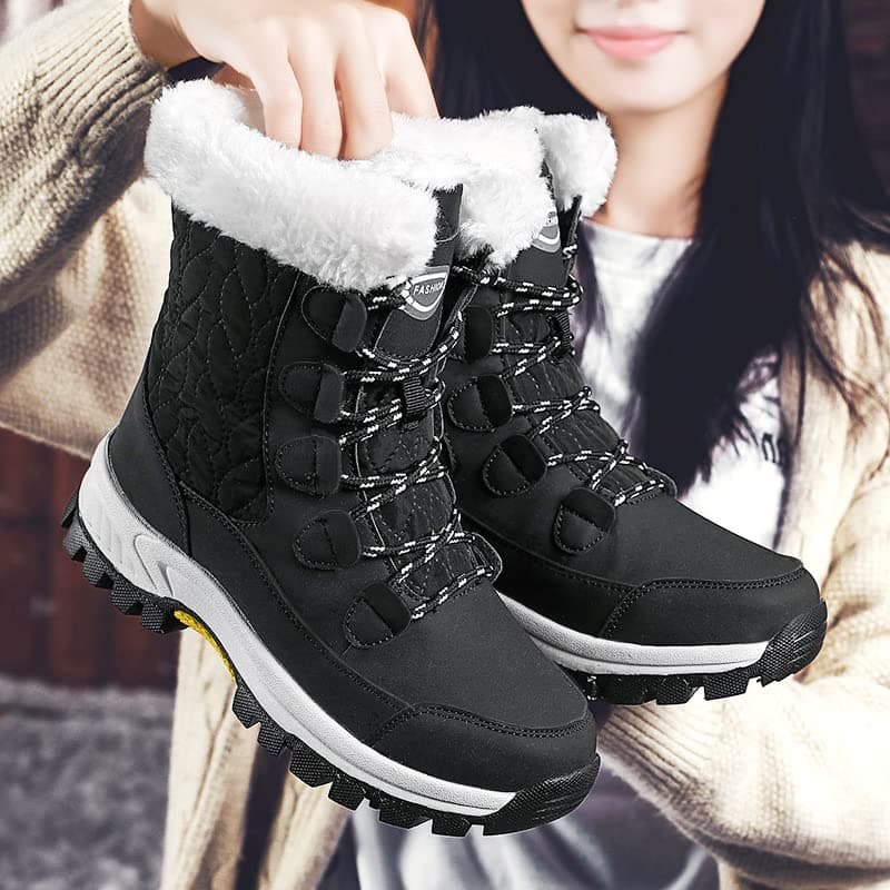 Uincin Womens Snow Boots - Warm Fur-Lined Mid Calf Ankle Booties, Anti-Slip, Lightweight,Waterproof Cold-Resistant Outdoor Walking Shoes for Hiking & Everyday Comfort
