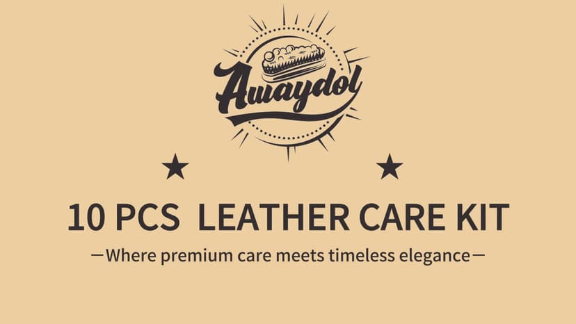 Awaydol 10 PCS Leather Care Kit - Horsehair Brushes,Saddle Soap,Waterproofing Wax,Mink Oil Conditioner,Polishing Cloth,Microfiber cloth,Boot Shoe Shine Cleaning Kit Gift for Men Cowboy Husband Dad 
