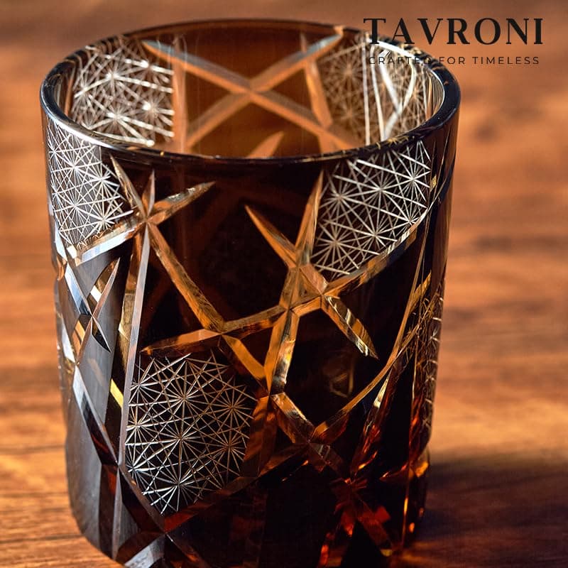 Old Fashioned Edo Kiriko Whiskey Glass Set of 2 – 9 oz Handmade Japanese Cut Crystal Tumblers for Bourbon, Scotch, Cocktail, Liquor – Premium Gift Boxed Drinkware for Men, Dad, Husband