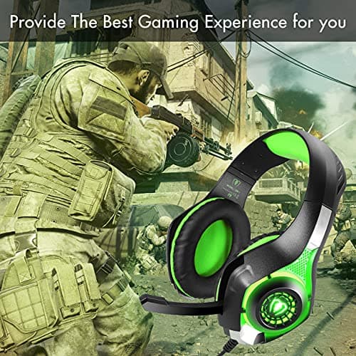 BlueFire Stereo Gaming Headset with Microphone for PS5 PS4 Xbox One Switch PC Mac – Wired Over-Ear Headphones with Surround Sound, Soft Memory Foam, Noise Canceling Mic, Light, 3.5mm Jack (Green)