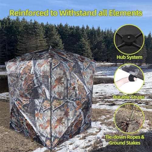 THUNDERBAY SPUR Collector 3 Person Hunting Blind, Portable Ground Blind with Silent Windows, Portable Durable Hunting Tent for Deer & Turkey Hunting