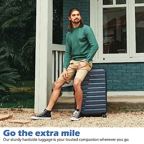 Coolife Expandable Suitcase PC ABS TSA Luggage 3 Piece Set Lock Spinner Carry on (Teal blue)