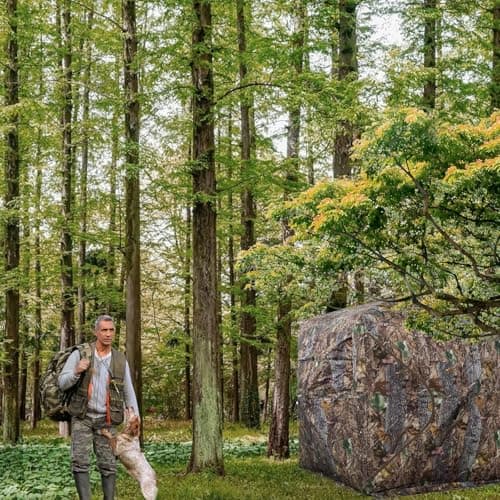 FUNHORUN Hunting Blind 270/360 Degree See Through Ground Blind with Carrying Bag, 2/3/4 Person Pop Up Camouflage Tent Portable Concealed Shelter