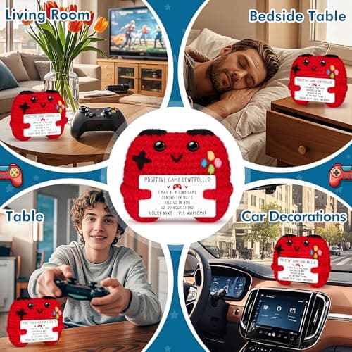 Gamer Gifts for Teen Boy, Positive Crochet Controller Gifts for Son Boyfriend Birthday, Gamer Gift for Teenage Boy, Boy Room Decor, Gaming Accessories for Kids Christmas B0F6YF4TJS