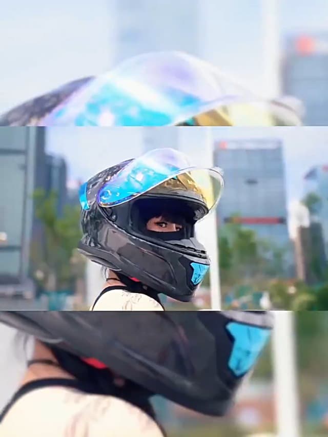 Carbon Fiber Full Face Motorcycle Helmets with Spoiler Sport Touring Street Motorcycle Helmet - Bluetooth Ready Speaker Pockets