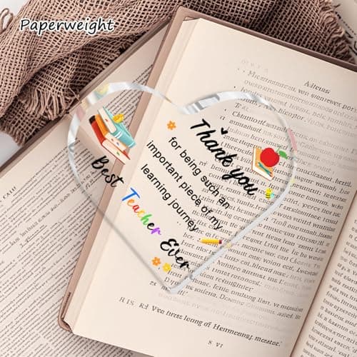 Teacher Valentine Gift, Valentines Day Gifts for Teachers - Acrylic Heart Plaque 4×4 in, End of Year Thank You Teacher Gifts for Women Men, Teacher Retirement Gifts, Keepsake & Paperweight