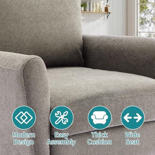 OLIXIS Comfy Accent Chair for Living Room Bedroom and Waiting Room, Upholstered Mid-Century Reading Chair with Pillow and Solid Wood Legs, Wide Singe Modern Lounge Sofa (Gray)
