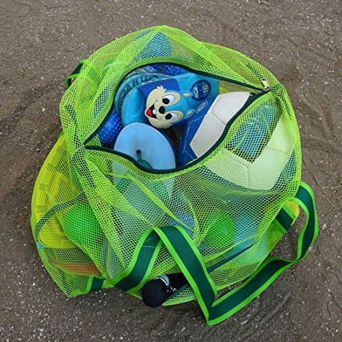 Leberna Large Beach Bag with Zipper Lightweight Beach Toy Bag Mesh Bag for Swimming Pool Sand Toys