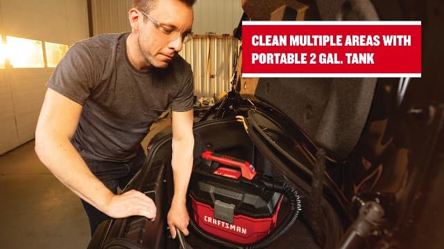 CRAFTSMAN V20 Cordless Vacuum Cleaner, Shop Vac Wet/Dry, 2 Gallon, 7ft Hose, Bare Tool Only (CMCV002B)