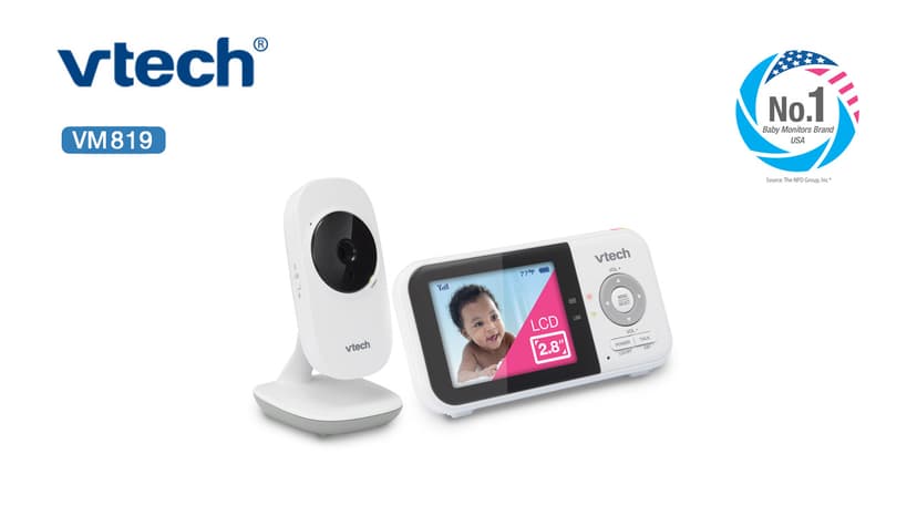 VTech Baby Monitor No WiFi – 19Hr Video Battery, 1000ft Range, Night Vision, Two-Way Talk, Temperature Sensor, Sound-Activated Screen, Lullabies | VM819