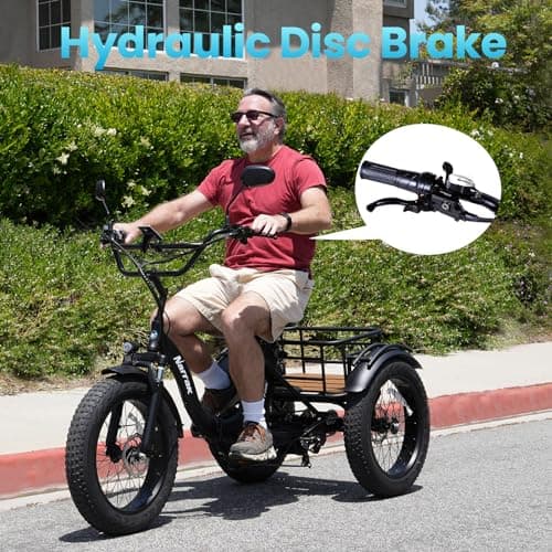 Electric Tricycle for Adults,Fat Tire Folding Electric Trike,3 Wheels Electric Bicycle Bikes, Peak 1350W Step-Thru Etrike with Removable Battery and Large Basket for Women Men