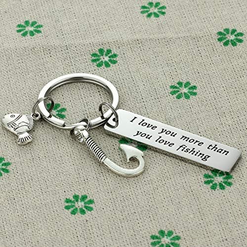 Fishing Keychain - I Love You More Than You Love Fishing Keychain Gift for Dad, Boyfriend, Husband, Fiance, Birthday, Christmas