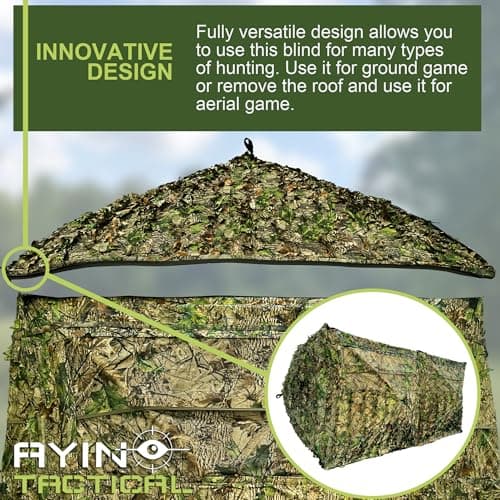 AYIN See Trough Pop Up Hunting Blind, See Thru Ground Blind - Essential Hunting Tent for Deer, Portable and Easy Setup, Ideal Hunting Essentials, Durable and Concealed Ground Blind