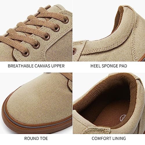 BENPAO Mens White Casual Shoes All Black Fashion Sneakers for Men Low Top Lace Up Canvas Shoes
