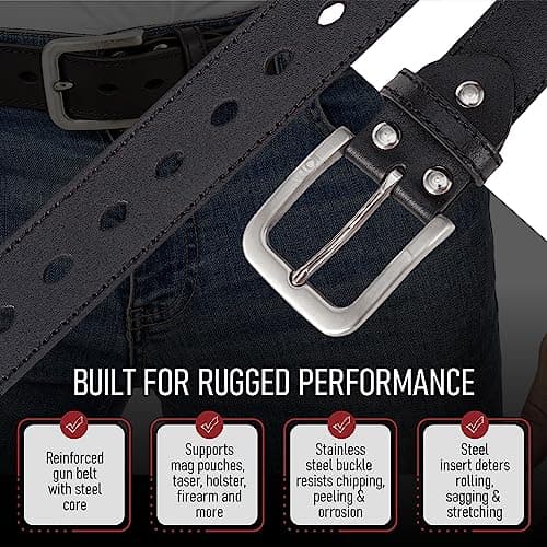 VICI Tactical Men's Steel Core Leather Gun Belt for Concealed Carry