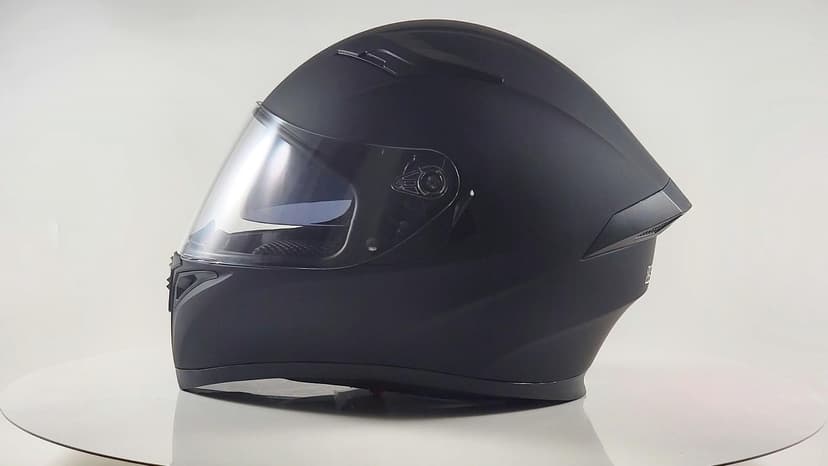 1Storm Motorcycle Street Bike Dual Visor/Sun Visor Full Face Helmet Mechanic with LED Tail Light: Matt Black