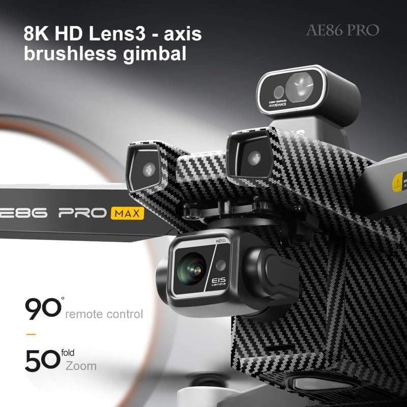 AE86ProMax+Drones with Camera for Adults 4K Video,Touch Screen Tablet Remote and 3-Axis Mechanical Gimbal, 5G Digital Transmission, 360° Laser Obstacle Avoidance, GPS Auto Return,Three 8000mAh 45 Mins Long Endurance, 500g Payload, Smart Follow Waypoint Flight Foldable Quadcopter, Up to 5 Miles Range (Carbon Fiber, 3 Batteries)
