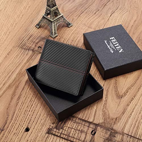 Personalized Engraved Leather Wallet for Boyfriend Husband from Wife Girlfriend - Christmas Anniversary Valentines Day Birthday Wedding - I Love You - Men Custom Bifold Wallets with Romantic Message