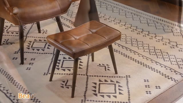 Furniliving PU Leather Accent Chair with Ottoman, Upholstered Reading Chair with High Backrest, Tufted-Button Wingback Armchair for Bedroom, Dressing Room, Home Office, Brown