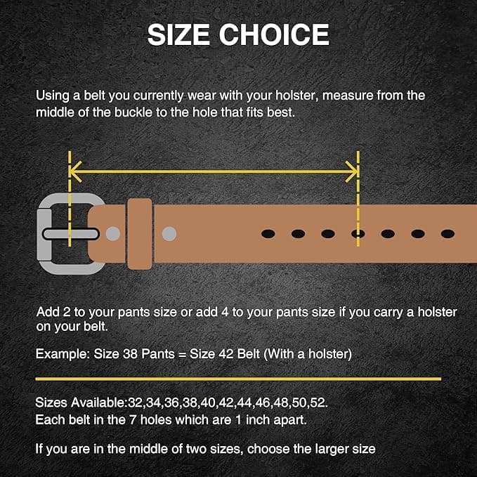 YOETEY Leather Gun Belt for Men - 1.5" Heavy Duty Belt for Work CCW