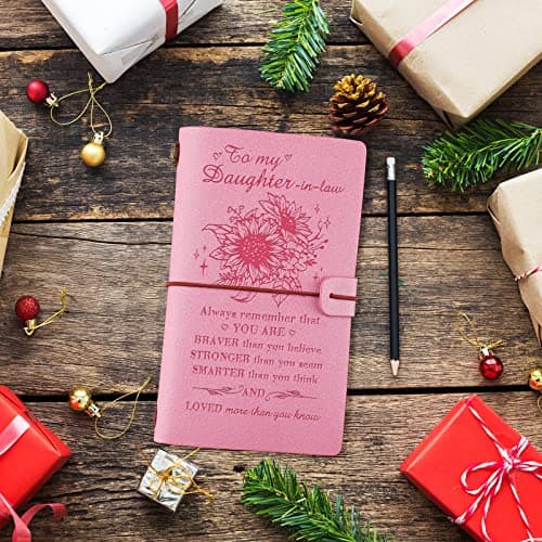 140 Page Refillable Journal Christmas Mothers Day Gifts for Daughter In Law from Mother In Law Daughter In Law Gifts Leather Journal, Daughter In Law Birthday Gifts B0BVVJKNSR