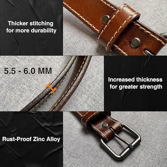 YOETEY Leather Gun Belt for Men - 1.5" Heavy Duty Belt for Work CCW