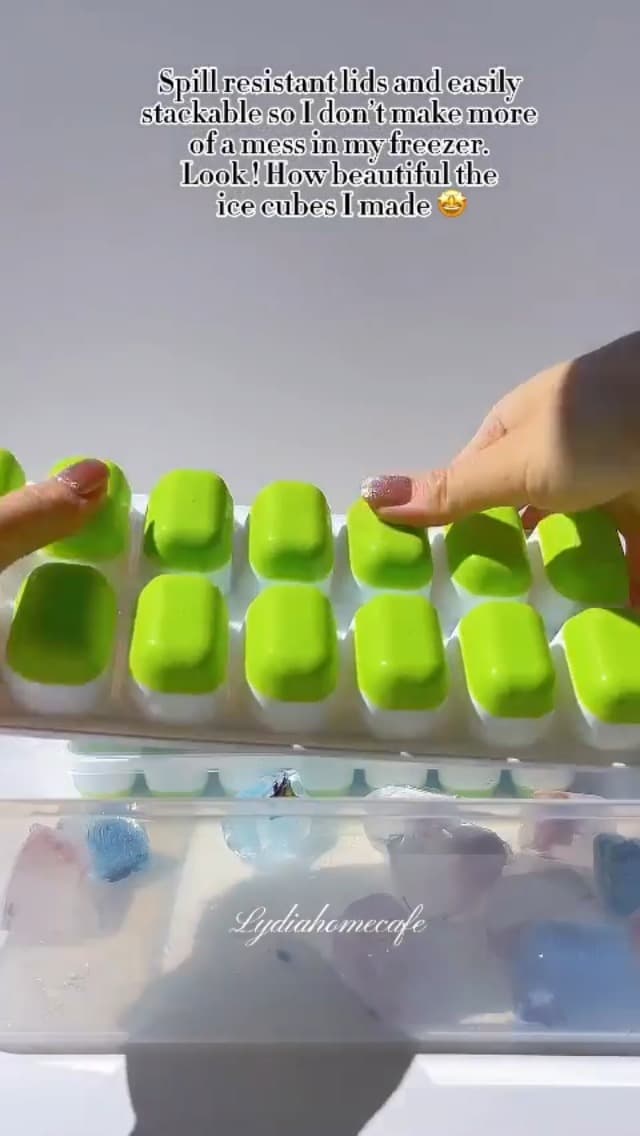 DOQAUS Ice Cube Tray with Lids - 4 Pack Stackable Silicone Ice Trays for Freezer, BPA & LFGB Safe, Easy Release for Kitchen, RV, Cocktail, Coffee, Soup & Food