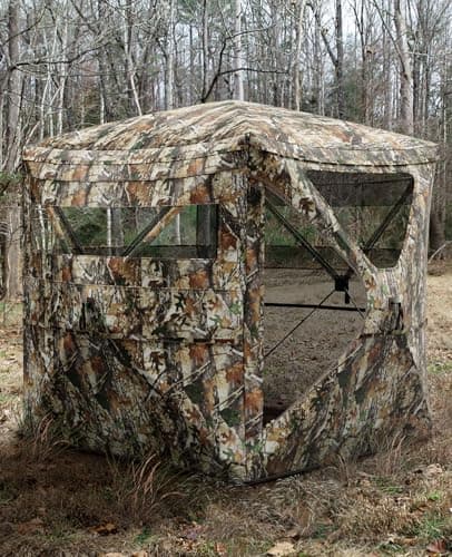 Hunting Blind 360° Silent See Through Blind with Swing Door, 2-3 Person Pop Up Ground Blind with Carrying Bag, Portable Hunting Tent for Deer & Turkey Hunting