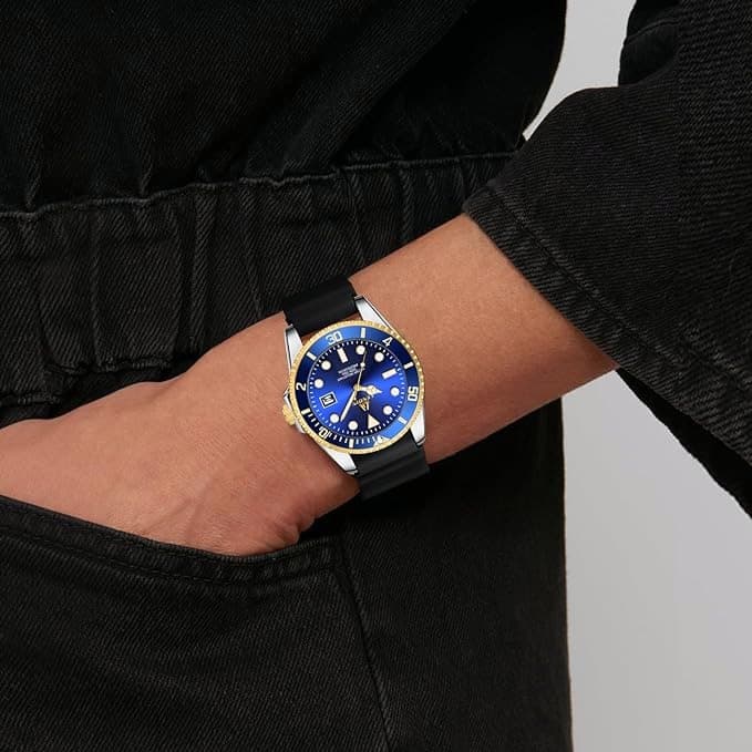 LN LENQIN Mens Watches Stainless Steel Waterproof Analog Quartz Watch for Men with Date Luminous Fashion Wristwatch