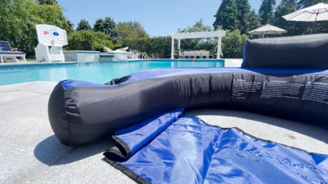 SWIMLINE ORIGINAL Fabric Covered U-Seat Inflatable Pool Lounger | With Comfortable Sling Seat, Back Rest, and Built In Cup Holder | For Pool, Beach, Lake, and More