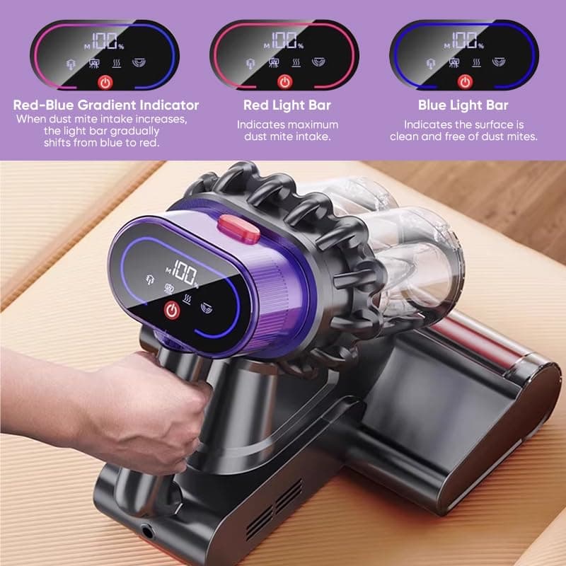 Saker Powerful UV Bed Vacuum Cleaner: Mattress Vacuum Cleaner with Hot Air| 14kPa Suction Power with HEPA Filtration - High-Frequency Tapping & Smart Dust Sensor for Bed,Couch,Fabric Cleaning