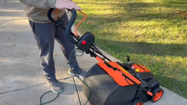 16” Artificial Turf Vacuum,1800w Grass Sweeper 15 Amp Lawn Sweeper Yard Power Brush with 45L Removable Leaf Collection Bag, Quick-Fold, Keeps Clear Sweepy Box, Orange